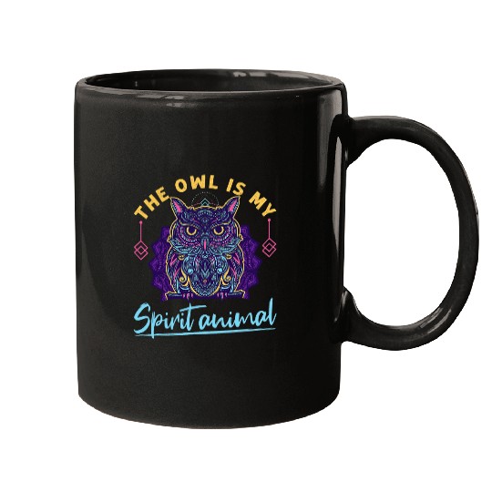 Owl Pet Teal Purple Paisley Bird Cool Art Spirit Animal Mugs