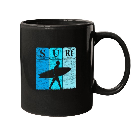 Surf Periodic Table Elements Surfing Surfboard vintages 1 Mugs