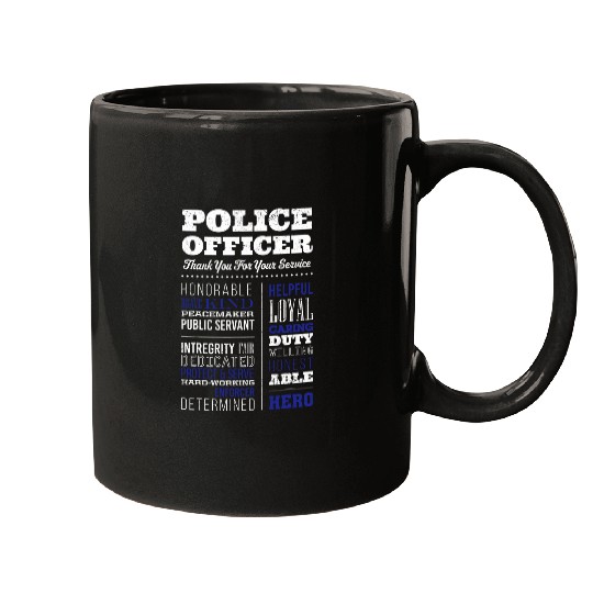Police Officer Thank You For Your Service Policeman Grunge Mugs