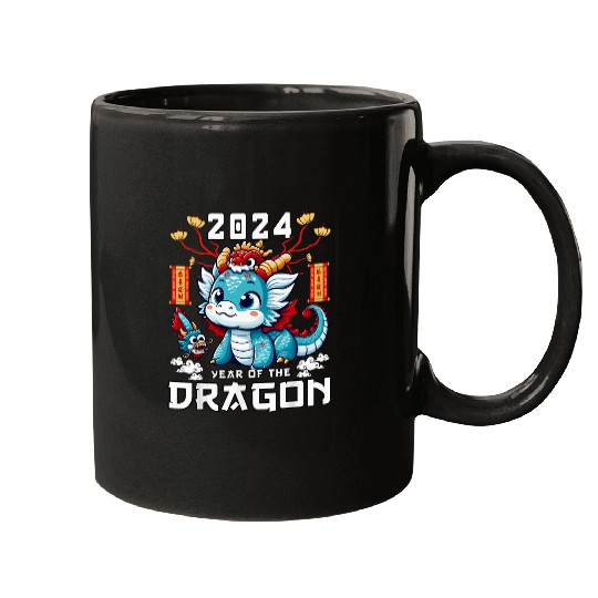 Dragon Pet Cute Red Chinese New Year of the Dragon Lunar Zodiac Mugs