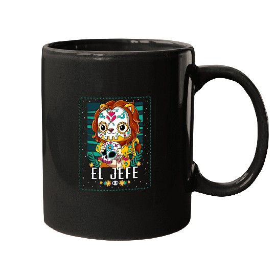 Lion Pet El Jefe Dia De Los Muertos Lion Mugs
