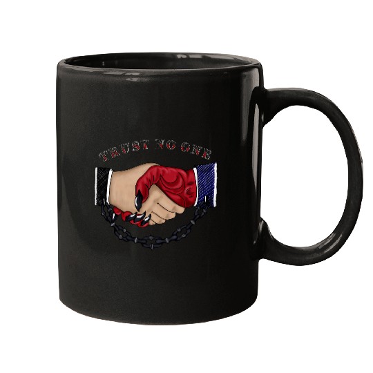 Trust No One American Traditional Tattoo Handshake Mugs