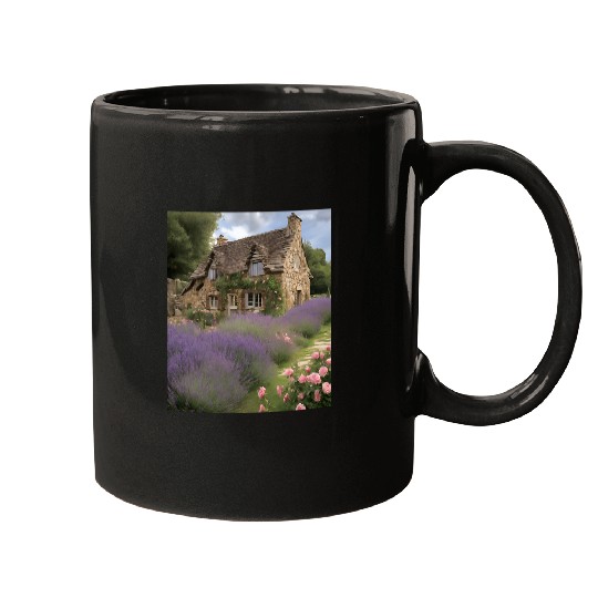 Stone Cottage Garden Roses Lavender Mugs