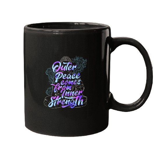 Outer Peace Comes From Inner Strength Buddha Meditate Mugs