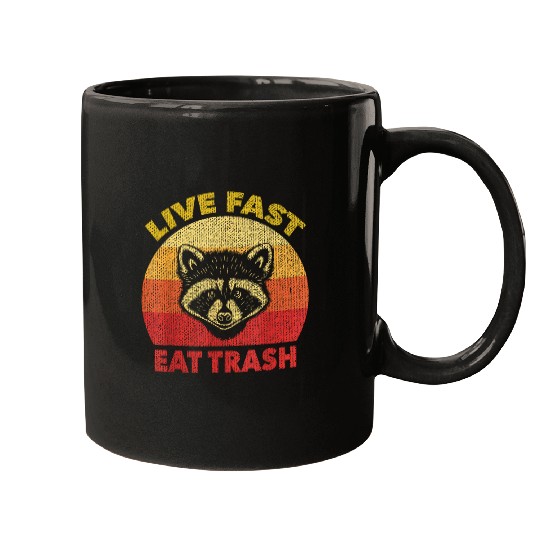Raccoon Pet Live Fast Eat Trash Funny Raccoon Waschbar Vintage Mugs