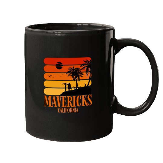 Surfing vintages Mavericks Beach californias Retro Surf Mugs