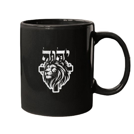 Lion Pet YHWH Yahweh Lion in Hebrew Distressed Jesus Christian Style 3 Mugs
