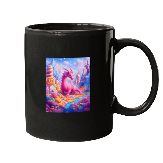 Dragon Pet Whimsical Dragon in Candyland Mugs