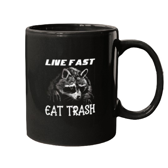 Raccoon Pet Live Fast Eat Trash Panda Funny 3 Mugs