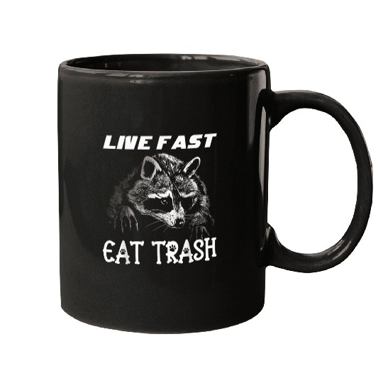 Raccoon Pet Live Fast Eat Trash Panda Funny 3 Mugs