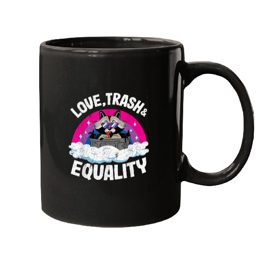 Raccoon Pet Love Trash Equality Raccoon Rainbow Bisexual Flag Bi Pride Mugs