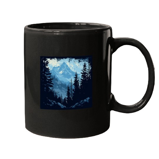 Tree Woods dark Green Nature Outdoor Explore forest green Mugs