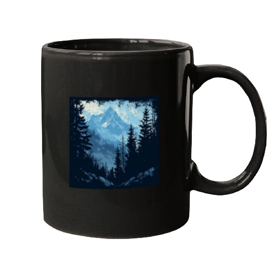 Tree Woods dark Green Nature Outdoor Explore forest green Mugs