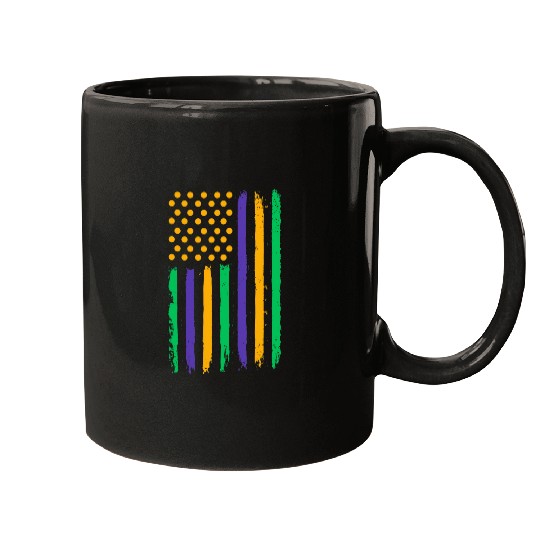 US Mardi Gras American Flag Pingpong Celebration Gift Mugs