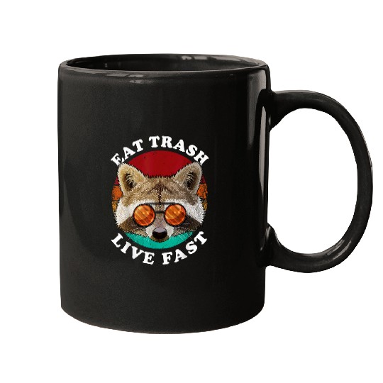 Raccoon Pet Live Fast Eat Trash Funny Raccoon Trash Panda 3 Mugs