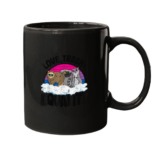 Raccoon Pet Love Trash Equality Opossum Raccoon Bisexual Flag Bi Pride Mugs