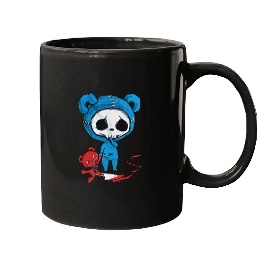 Bear Pet Scary Skeletons with Bloody voodoo Doll bear fairy grunge alt Mugs