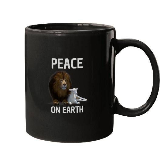Lion Pet Peace On Earth World Peace Lion and Lamb Peace Mugs