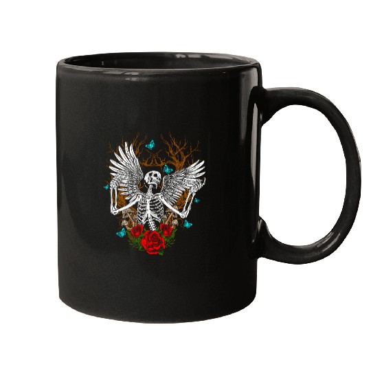 Skeletons Wings Fairy Grunge Fairycore Aesthetic Halloween 1 Mugs