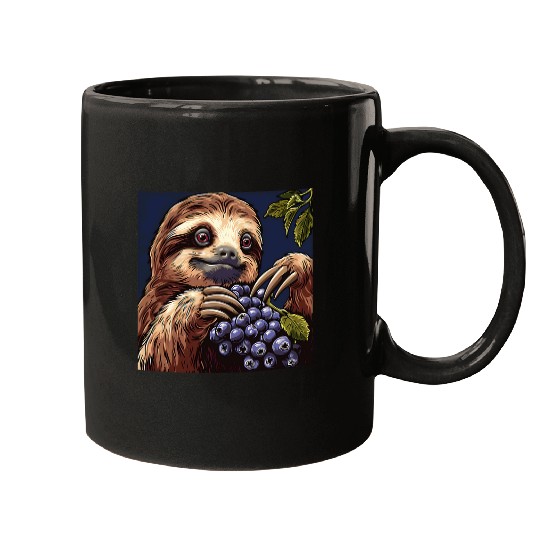 Sloth Pet Blueberry Sloth Cute Sloth Artwork Nature Blueberry Fruit Mugs