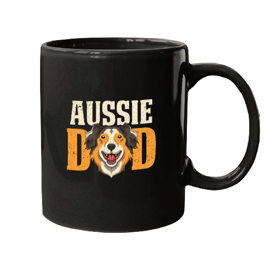 Mens Fathers Day Aussie Dad Dog Lover Pet Australian Shepherd Mugs