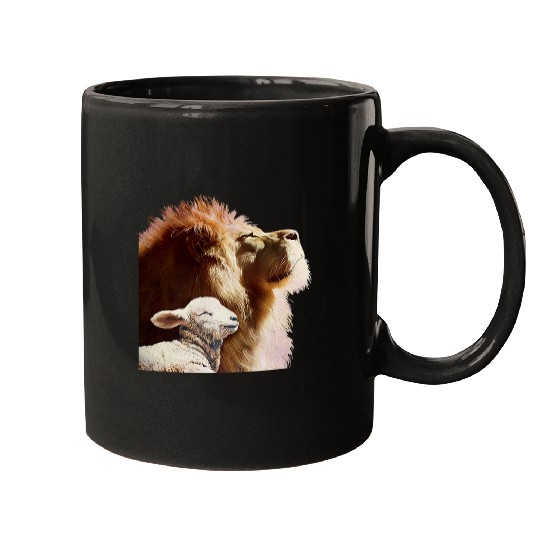 Lion Pet Bible Verse Religious Apparel The Lion and The Lamb Mugs