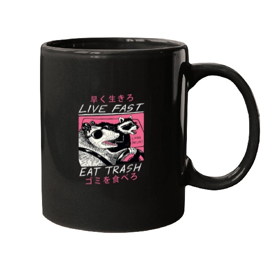 Raccoon Pet Live Fast Eat Trash Opossum Raccoon Japanese Mugs