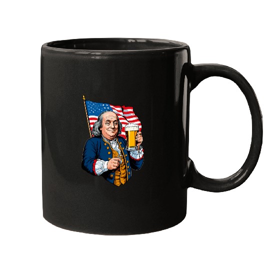 Beer Fun Benjamin Franklin With Beer Mug Design Mugs