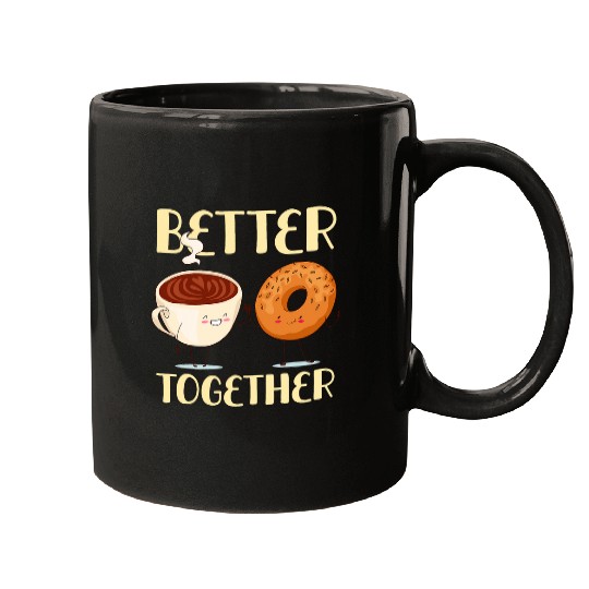 Coffee Fun Better Together Coffee And Bagel Funny Breakfast Food Mugs
