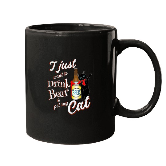 Beer Fun Cat Lover Funny Drink Beer Pet My Cat Mom Dad Gift Men Women Mugs