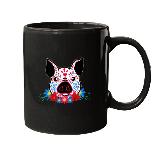 Cute Sugar Skull Pig Deads Skeletons Mexico Day Muerte Party Mugs