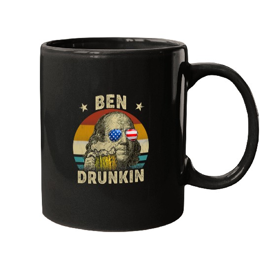 Beer Fun Ben Drankin drunking funny 4th of july beer men woman Mugs