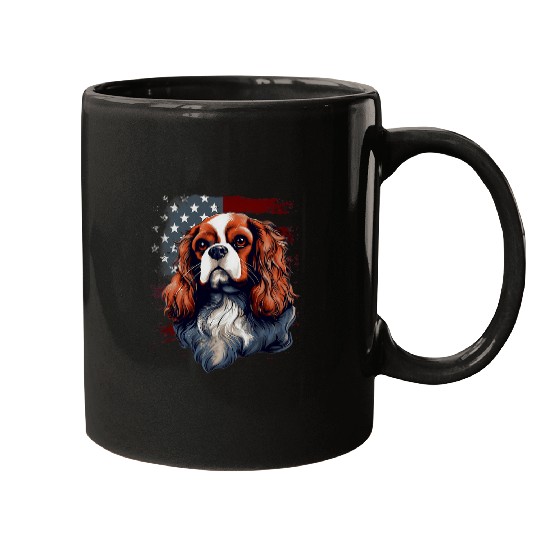 Discover 4th Of July US Flag Cavalier King Charles Spaniel Dog 2 Mugs