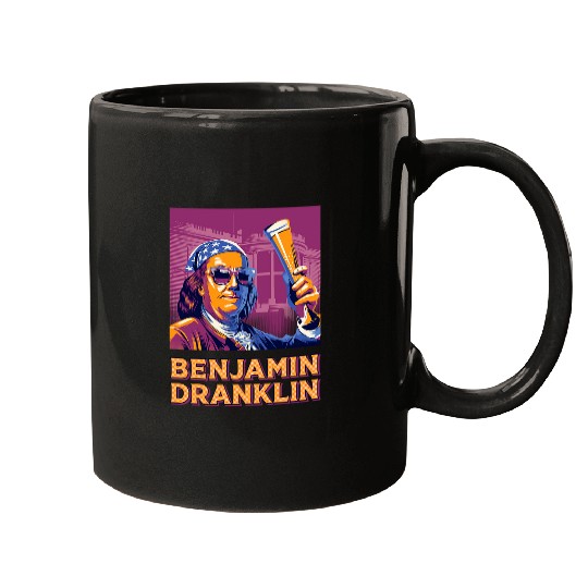 Beer Fun Benjamin Dranklin Funny Ben Franklin Beer Drinking Patriotic Mugs