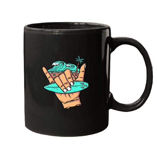 Surf Life good vibess Shaka Hawaii Hang Loose Surfing Beach Summer Mugs