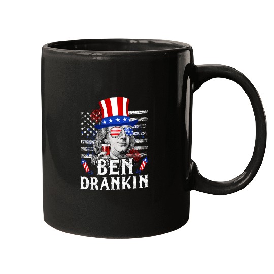 Beer Fun ben drankin 4th of july s drinking beer benjamin franklin Mugs