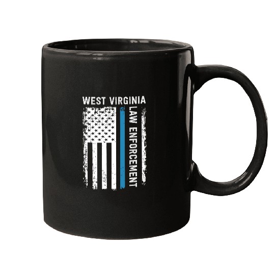 West Virginia Law Enforcement Blue Line Flag State Police Mugs