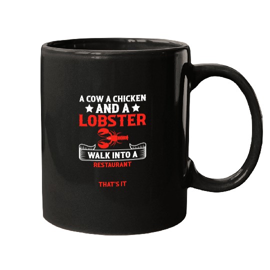 Chicken Lover Funny Lobster Cow Chicken Restaurant Joke Pun Mugs