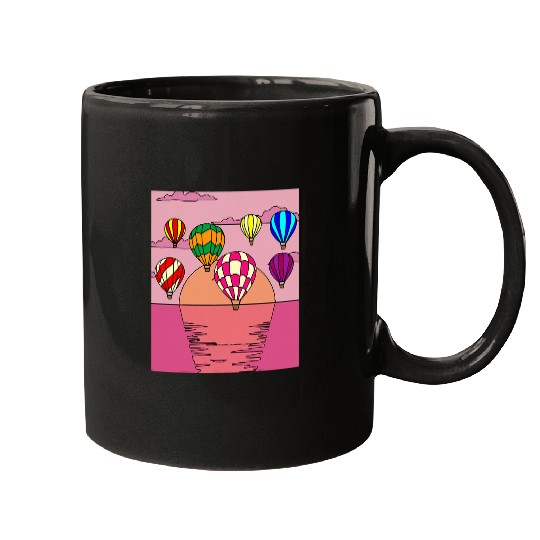 Retro Hot Air Balloons Balloon Ride Mugs