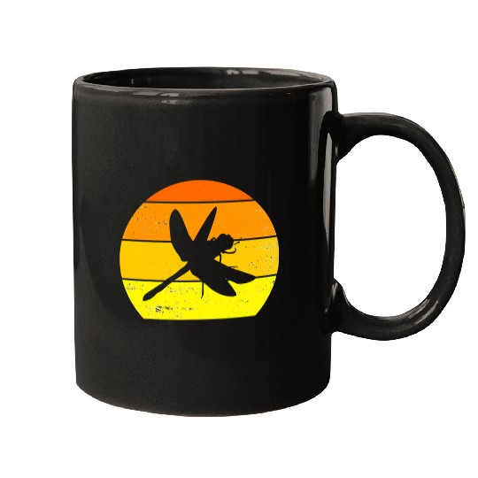 Dragonfly Insect Lovers Retro Sunset Mugs