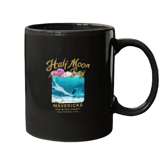 Surf Life MAVERICKS californiasBig Wave Surfing Vintage Mugs