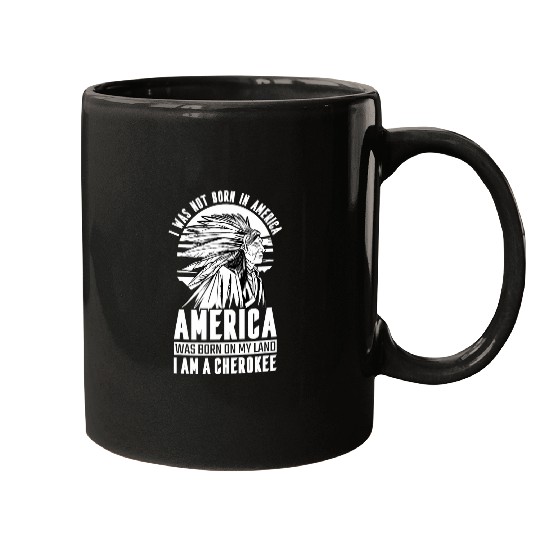 America was Born On My Land I Am Cherokee Native American Mugs