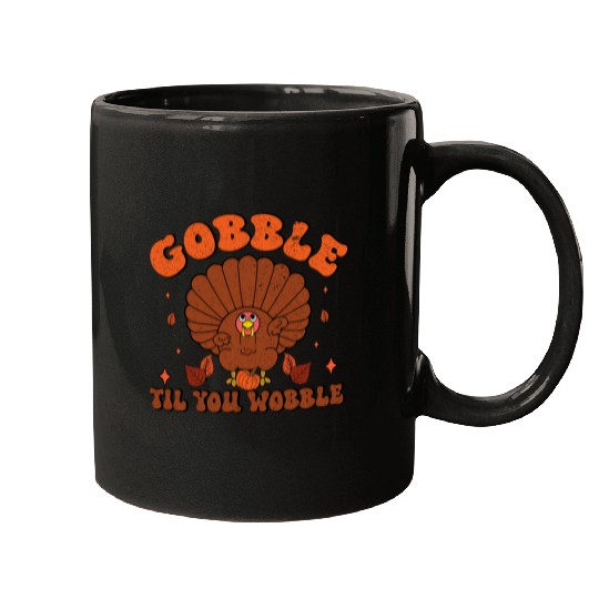 Lacrosse Gift Gobble Till You Wobble   Groovy Turkey Thanksgiving Mugs