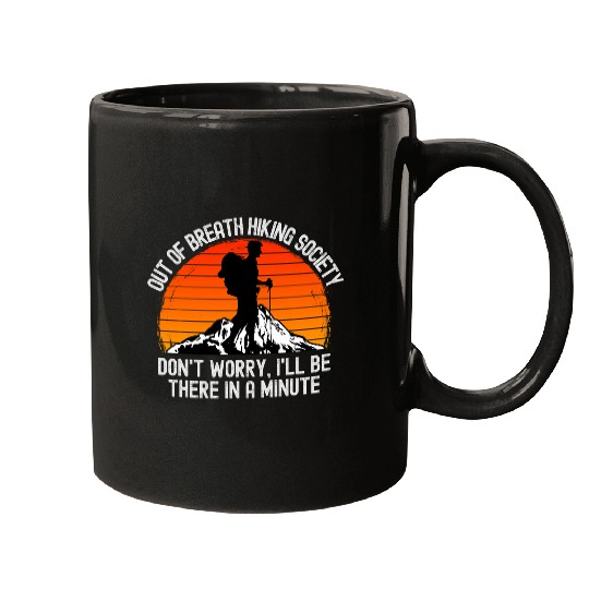 Out of Breath Hiking Society Hiker Gifts Retro Outdoors Mugs