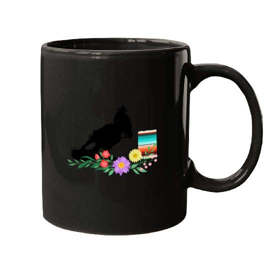 Horse Lover Barrel Racing Serape Spring Flower Rodeo Western Mugs