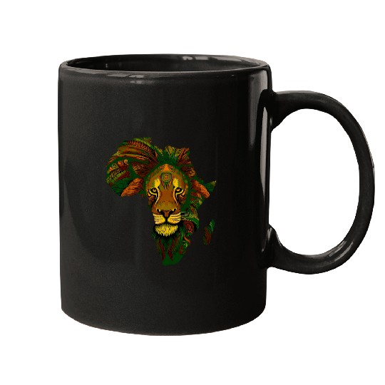 African Lion Tribe Black King American History Juneteenth Mugs