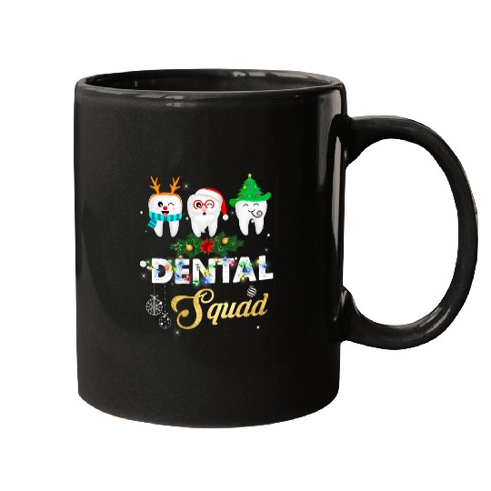 Funny dentists Christmas Dental Squad Outfit xmass Lights Cute Mugs
