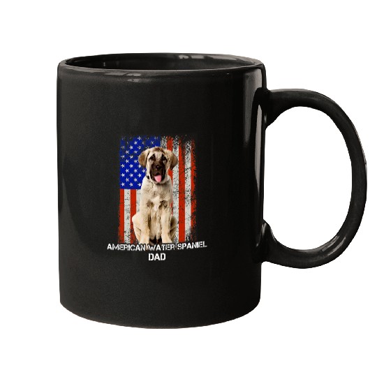 American Water Spaniel Dog Dad Father Day American Flag Mugs