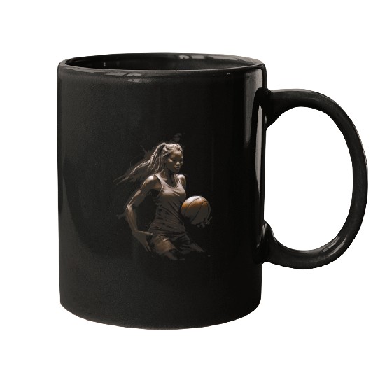 Afro American woman playing basketball Girl Juneteenth dunk Mugs