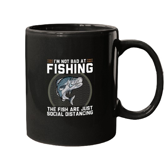 Not Bad At Fishing Just Social Distancing Funny Striped Bass Mugs
